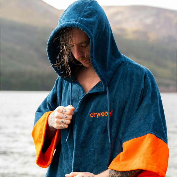 2026 Dryrobe Handtuch-Bademantel Mit Kapuze Und Reißverschluss Für Erwachsene FZORGTWLDSB - Deep Sea Blue